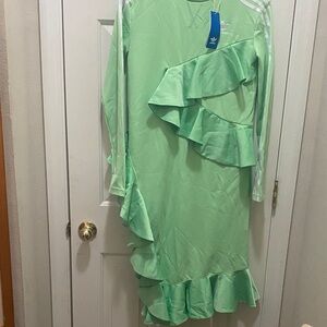 JKOO Adidas Mint Long Sleeve Ruffle Dress